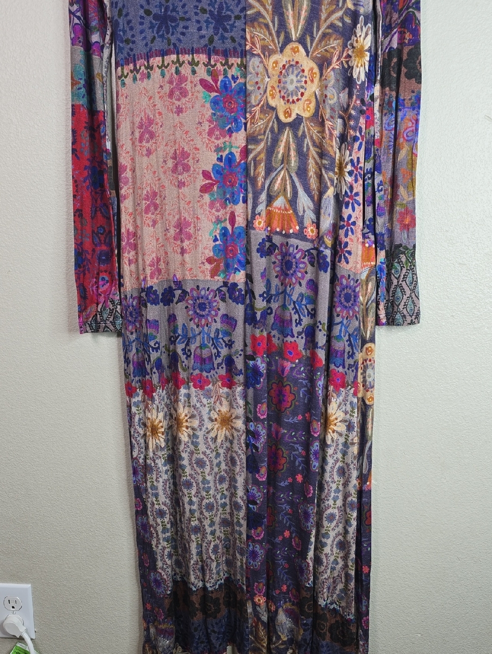NATURAL LIFE Patchwork Floral Long-Sleeve Maxi Dress - Purple, Blue, Pink, Brown - Picture 9 of 9